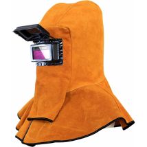 Ahlsen Capote de soudeur en cuir de vache, filtre solaire auto-obscurcissant, masque de soudure, équipement de protection pour casque de soudure,