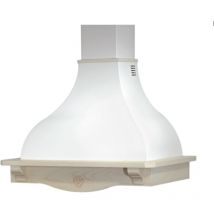 Webmarketpoint - Cappa cucina rustica bianca con cornice in legno intarsio colore tortora 90x50x63,3 cm