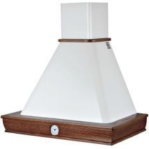 Iperbriko - Cappa cuisine rustique blanche fosca avec cadre en bois couleur tabac avec horloge 90 cm