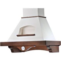 Iperbriko - Cappa de cuisine rustique blanche aida avec cadre en bois couleur tabac avec horloge 90 cm