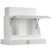 Cappa de cuisine rustique blanche ouvrante sculptée avec cadre en bois avec horloge 90 cm