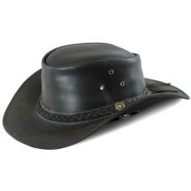 Cappello western in pelle con treccia: xl, Nero