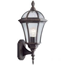 Applique Da Esterno Vintage Lato Alto Capri Alluminio Marrone Vetro 1 Luce E27