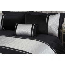 Rapport Home - Capri Silver Black Super King Size Duvet Cover Set Velvet Sequin Bedding Bed Set Quilt - Black