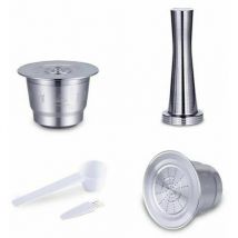 Simplicity - Capsule de café capsule Nespresso réutilisable en acier inoxydable 304 type filtre à café avec cuillère de mesure avec timbre
