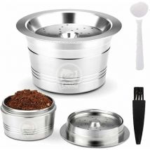 Capsule de Café Réutilisable, Capsule en Acier Inoxydable pour Cafissmo K-Fee Caffitaly avec Une Brosse de Nettoyage pour Cuillère en Plastique Fei Yu