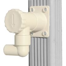 Collettore d'acqua per tubi rettangolari – 60 x 80 mm – 1 flangia, 1 paletto con rubinetto, 1 gomito di uscita a 90° – Capt'eau