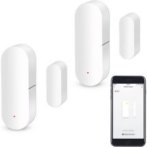 Capteur de Porte WiFi Capteur de Contact Intelligent pour fenêtre Alarme sans Fil Compatible avec Alexa et Google Assistant Pas Besoin de hub 2 Pack