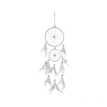 Capteur de Reves en Plumes, Grand Attrape Rêve avec 2 Cercles pour Chambre Maison Décoration Tenture Murale Mobile Decoratif Filles Enfants