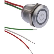Rs Pro - Interrupteur tactile Capacitif Verrouillable no, 30V c.c., Illuminé Vert, Rouge en Laiton, IP68 ( Prix pour 1 )