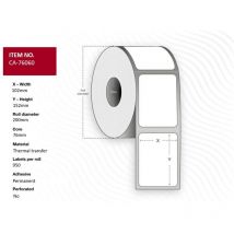 Thermotransfer-Etiketten 102 x 152 mm, 76 mm Kern, beschichtet, permanent haftend, unperforiert, 950 Etiketten/Rolle, 4 Rollen/Karton, CA-76060
