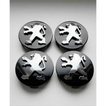 Capuchons centraux de roue en alliage noir Peugeot, lot de 4, moyeu 60mm 106 107 206 207 306 307