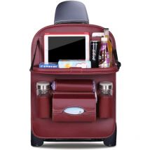 ZVD - Car Organizers Kick Mats Luxury pu Leather Back Seat Protector with Foldable Tablet Holder Waterproof Car Organizers Storage (Dark Red, 1 Pack)