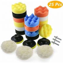 Lucky-88 - shining house Car Polishing Sponge, Polishing Sponge Kit with M10 Drill Adapter, 25Pcs Buffing Pad Set Wool Waxing Pads for Polisher