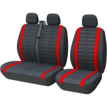 Tinor - Car Seat Covers Universal Fit Most Truck Van Bus Front Seat 1+2 (3 Seats) Universal Seat Covers Cover Full Set Washable Fabric Red