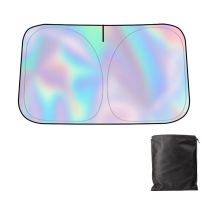 Coocheer - Car Sun Shade Front Windshield, Foldable Sun Shade for Car Anti uv Heat Insulation, Car Sun Shade Laser Titanium Silver Parasol/Large