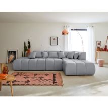 Caracas - canapé modulable d'angle droit - 5 places - en tissu - gris