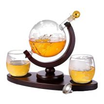 Carafe à whisky, verre/bois, 900 ml, marron/transparent