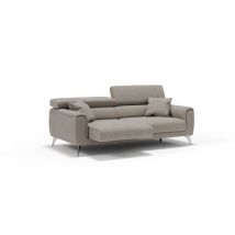 Divani.store - Caravaggio Canapé avec assises coulissantes en tissu doux imperméable T02 199 cm Beige