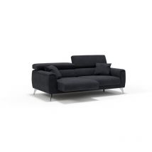 Caravaggio Sofa mit verschiebbaren Sitzen aus wasserfestem, weichem Stoff T02 199 cm Schwarz