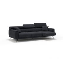 Caravaggio Sofa Mit 3 Unabhängigen Ausziehbaren Sitzen Und Verstellbaren Kopfstützen Aus Wasserfestem Stoff T02 244 Cm Schwarz