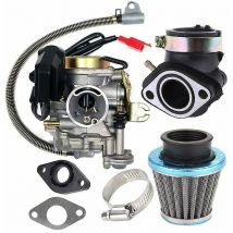 Rosemary - Carburateur adapté pour Gy6 50cc 49cc 4 temps Scooter moteur 18mm carburateur collecteur d'admission filtre à air, argent