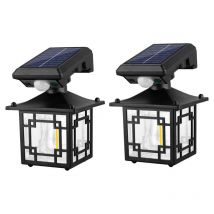 Lifcausal 2 Lampadaires Solaires Extérieurs Murals Étanches IP65 avec Détecteur de Présence pour Allées et Jardins