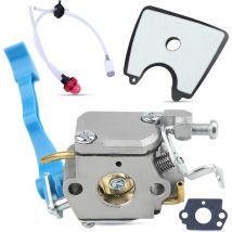 Carburettor Kit for Husqvarna 125B 125BX 125BVX Sheet Blower, ADEFOL Carburettor + Gaskets + Line + Fuel Filter + Primer Bulb + Air Filter + Cable