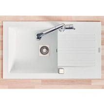Carea Cuisine&bain - Evier de cuisine à encaster 1 cuve bac en résine minérale Blanc 86 x 50 cm
