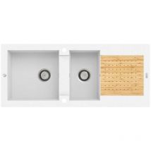 Carea - Évier séchant éole 2 bacs Blanc