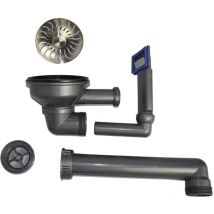 Ablaufgarnitur für Küchenspülen + Siebkorbventil CABLPP50519, Kunststoff/Edelstahl - Caressi