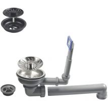 Caressi - Ablaufgarnitur für Küchenspülen + Siebkorbventil cakppolbk, Kunststoff/Edelstahl