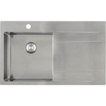 Solido Edelstahlspüle CAPP40ABL Spülbecken mit Abtropfteil rechts, nahtloses Becken, Unterbau ab 500mm, 860x520mm