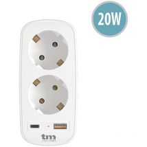 Cargador 2 schuko mas usb a+c pd 20W tme