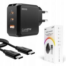 Deko - cargador rápido usb c universal 3x usb 67W 65W tipo c + cable usb c 100W