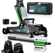 Cargova Hydraulischer Wagenheber Im Koffer 2,5t Inkl. 2 Gummiauflagen, Rangierwagenheber, Unterstellbock - Perfekt Für Heimwerkstatt