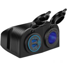 Caricabatterie moto impermeabile 36W Dual USB QC3.0 + presa accendisigari 12V/24V Pannello tenda a 2 fori con LED e interruttore per auto barca camper