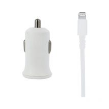 Caricatore per accendisigari 2xUSB cavo lightning/USB-A 1 m - Bianco Mooov