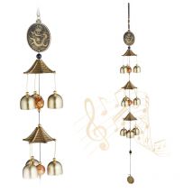 Relaxdays - Carillon à vent, en lot de 2, métallique, suspendre, déco Feng Shui, pour intérieur et extérieur, doré et noir