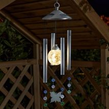 Carillon à vent solaire Orbis avec boule lumineuse verre craquelé