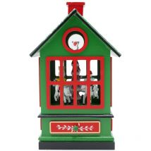Mediawave Store - Carillon carrousel chalet en bois avec manivelle musique et mouvement Couleur: Vert