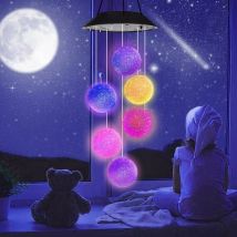 Carillons éoliens à boule solaire à changement de couleur Led mobile suspendus carillons éoliens à boule étanche pour extérieur intérieur maison fête