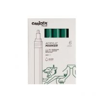 Plus pack de 6 marcadores acrilicos - punta 2mm - color verde - Carioca