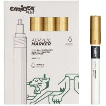 Plus Pack Di 6 Pennarelli Acrilici -- Punta 2mm -- Colore Oro - Carioca
