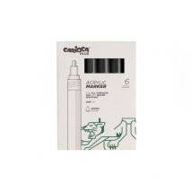 Carioca plus Packung of 6 Acrylmarker -- Spitze 2mm -- Farbe schwarz