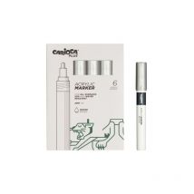 Plus Packung of 6 Acrylmarker ---Spitze 2mm -- silberfarben - Carioca