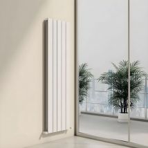 Carisa - chambord double Textured White Aluminium Vertical Designer Radiator 1800mm h x 395mm w, Central Heating