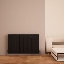 Carisa - Elvino Aluminium Horizontal Designer Radiator 600mm h x 995mm w - Textured Black - Textured BlackBlackTextured Black