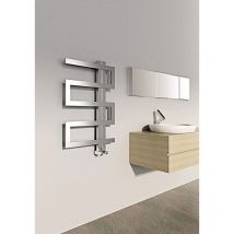 Carisa - Ibiza Satin Polished Stainless Steel Designer Heated Towel Rail 770mm x 500mm Dual Fuel - Thermostatic - Satin Polished