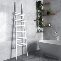 Carisa - jacobs w Textured White Aluminium Vertical Heated Towel Rail 2000mm h x 535mm w, Dual Fuel - Standard